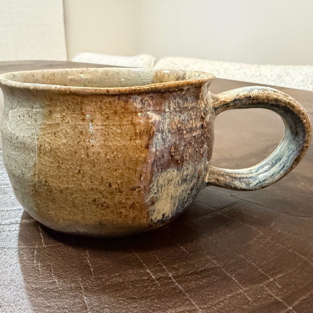 Handcrafted studio signed pottery mug